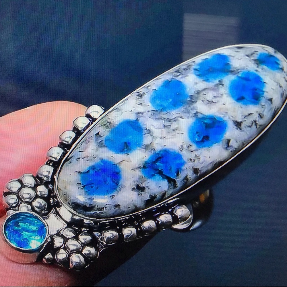 K2 Jasper Blue Topaz Stamped 925 Sterling Silver Ring